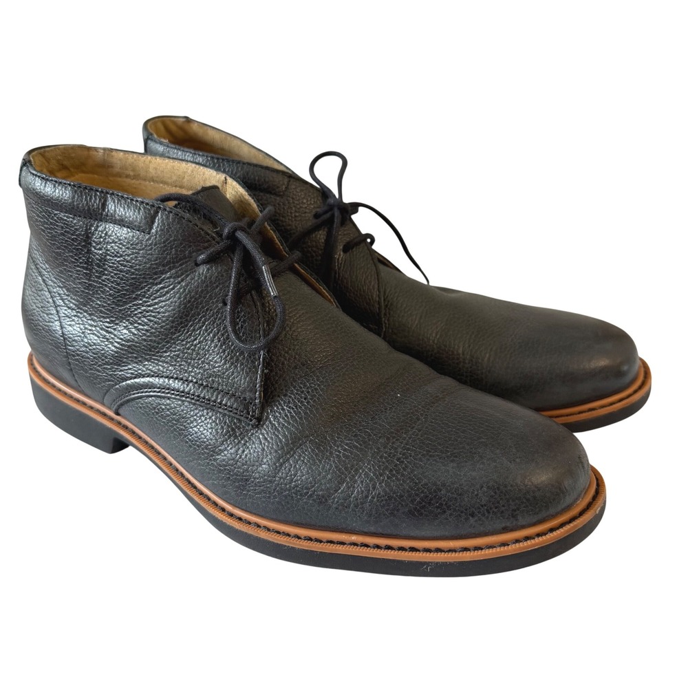 Cole Haan Grand.OS Mens 10 M Black Pebbled Leather Chukka Boots C12686 EUC